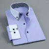 Herren -Hemdhemden Herren Doppelschichthemd Langarm Non -Eisen -Modegeschäft formelle regelmäßige Fit Office Camisa Social Solid Button