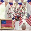 Fiori decorativi Picks Patriotic Artificial Berry Sces con rami finto per decorazioni per la Giornata da giorno di indipendenza da pentagramma a stella rossa bianca per decorazioni