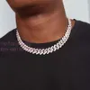 Bijoux hip hop personnalisé 2rows 14 mm Prong Chaîne cubaine tendance 2 ton 925 Collier cubain à diamant Moisanite Silver Moisanite