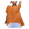 Camiseta de verano con blusas para mujeres Camiseta de verano con el hem itregular flojo de ajuste suelto Color sólido para ropa de streetwear