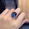 Wedding Rings Big Size 13x18 mm Blue Topaz Gemstone Trendy Ring for Women Real 925 Sterling Silver Fine Jewelry Birthstone Gift 22316I