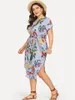 Casual Dresses Women Dress Big Size L-4XL Fashion Print Fat Ladies Skirt