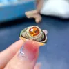 Cluster Rings Meibapj 6mm Natural Citrine Gemstone Fashion Ring For Women Real 925 Sterling Silver Fine Charm Wedding Jewelry