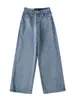 Jeans femminile tvvovvin 2024 design alla moda in vita alta gamba dritta sciolta pantaloni in denim allungati che coprono carne snella larga oj1i