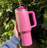 New Co-branded Winter Pink Sakura Pink Tumblers Winter PINK Shimmery LIMITED EDITION 40 oz Tumblers 40oz Mugs Lid Straw Big Capacity Beer Water Bottle US Stock