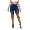 Sommer Mode Womens Ripped Shorts Jeans High Stretch dünne schlanke Denim Black/Blue S-3xl Drop 240418