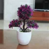 Decorative Flowers 20X26CM Guest-Greeting Pine Potted Artificial Tree Bonsai Green Plant Home Decoration Simulation Flower With Pot