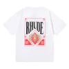 T Shirt Mens Rhude Shorts TrackSuits Designer litera Czarna biała szara tęcza Kolor letni moda bawełniał