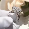 Cluster Rings Princess Cut 6ct Simulated Cz Ring 925 Sterling Silver Promise Engagement Wedding Band For Women Party Jewelry