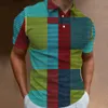 Polo pour hommes d'été Plaid Imprimé à manches courtes courte tshirt décontracté de haute qualité