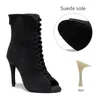 Dance Shoes Women's Girls Latin Modern High-Heeled Boots Ladies Ballroom Performance Fashion Black Stiletto Heels