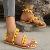 Sandals 2024 Summer Lightweight Women's Shoes Flat Bottom Drop Bead Set Toe Bohemian Beach Fashion Casual