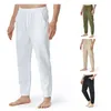 Pantaloni maschili europei e americani a colori solidi in cotone cotone cotone elastico in vita elastico yoga joga
