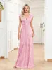 Abiti per feste Xuibol Eleganti sequestro di sirene a V-Neck Long 2024 Luxury Pink Wedding Prom Bridesmaid Cocktail Abito