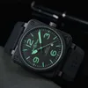 Bell e Ross High Quality Brand Bell Ross Man Br0192 Automático Mechanical Mechanical Watch Bell Black Ross Rubber 46mm AAA Relógio grande Dial grande Men observa o designer movemen