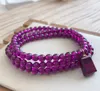 Strand Natural Purple Garnet 3 Laps Pärlor Armbandsmycken Rektangel Pendant Kvinnor Män 5mm Rund Healing Stone