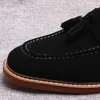 Kleding schoenen echte lederen mannen handgemaakte luxe suède loafers heren mocassins kwastjes zwart bruin bruiloft casual flats