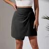 Skirts Womens Summer Light High Waist Cotton Linen Mini Skirt New Solid Color Zipper Irregular Half Skirt plus Size Boho Mini Skirt Y240420