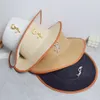 Fashion Women Designer Letter Pailletten Straw Hat Ceremonie Hoed Zon Hoed Flat Top bijgesneden hoed mannen en vrouwen cap brede zomergemmer hoed vissers hoed