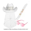 Berets 1set Cowboy Hat For Woman Wedding Party Shoulder Wraps Pink Heart Sunglasses Set