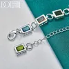 Chain DOTEFFIL Silver Color Square inlaid With Multi-color AAA Zircon Bracelet Chain For Woman Engagement Party Wedding Jewelry Y240420