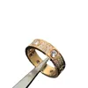 Designer Popular Carter High Edition 18k Rose Gold Ring Full Sky Star Diamond LOVE Wide and Narrow Three Rows Matching for Men Women