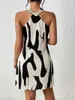 Urban Sexy Dresses 2024 Summer Women Sexy Dresses Sleeveless Halter Neck Vintage Print Halter Neck Dress Woman Streetwear Dresses Vestidos Y240420