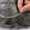 V حلقة رمادية الشعر الرجال Toupee 0.08-0.1mm الجلد بو البشرية remy الشعر الاصطناعي البشر الكامل الجلد pu الشعر men البديل الشعر 240412