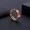 Mit Seitensteinen, die trendige Frauen Schmuck Multi -Farben kubisch Zirkonia Ring leuchten österreichische Kristalle für Hochzeit