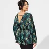 Blouses feminina Plus Size Roupas Forda Irmã Floral Camisa de mangas compridas 2024 Summer Fancy Open Back Slimming Sexy