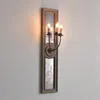 Lampe murale Vintage Glass Gnonce Éclairage avec matériau en bois rétro grand pour villa el loft à miroir décoratif