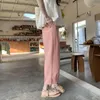 Women's Pants Mori Girl Style Cotton Linen Sweet Cute Pink Ankle-length Summer High Waist Casual Simple Loose Wide Leg For Women