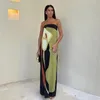 Casual Dresses Sexy Printed Strapless Long Dress Women Sleeveless Off Shoulder Backless Female 2024 Summer Beach Holiday Lady Robes