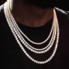 Hiphop 3 mm 4 mm 5 mm 925 Vvs en argent sterling Vvs réalité Moisanite Chaîne de tennis Fine Bijoux Iced Out Diamond Collier