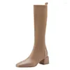 Boots Maogu Knee High Knitting Warm Boot Heels Weave Casual Designer Chunky Motorcykel Botas Sock Women 2024 Winter 40