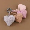 Keychains Handmade Knitted Keychain Keyring For Women Girl Cute Crocheted Heart Pendants Car Key Ring Handbag Charms Gifts