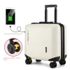 Bagage 18 tum 2023 Ny transport på resväskan Universal Wheel Bussiness Boarding Suitcase Aluminium Frame Travel Bagage With Wheels Women