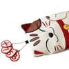Golf Headcover Lucky Cat Golf Head Cover for Driver Fairway Hybrid Putter PU Leather Protector Magnetic Closure 240409