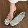 Crystal Women Flats Mary Janes Schuhe Luxus lolita Kleid Sandalen Mode flache Quadratzusschuhe Sommer weibliche Zapatos 240411