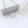 Pendant Necklaces Korean Classic Simple Metal Asymmetric Chain Hollow Hoop Pendent Necklace For Women Girls Men Kids Collar Jewelr309Q