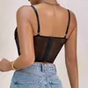 Женские танки Camis Vemina Кружевая цветочная полотка сетки через Halter Bustier Top Top Black Fashion Strt Сексуальный корсет -корсет Slim Corset y240420