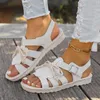 Casual schoenen zomer vrijetijdsstoffen mode boog dames open teen sandalen roman buckle flat sandalias de mujer verano 2024