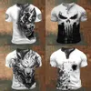 Spring/summer 2024 Classic Men's 3D Printed T-shirt Outdoor Vacation Short Sleeve Henley Shirt