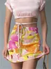 Spódnice Kobiety bohemijskie spódnice kwiatowe wysokie talia mini spódnice Summer Casual Beach Esthetic Y2K Strtwear Y240420