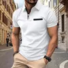 2024 Summer Polo Shirt Lapel Buttonup Jacquard Plaid Mens SportCasual Breattable Polo Shirt 240418