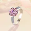 Elegante anello di moissanite da 3ct principessa di alta qualità rosa 925 anello in argento sterling