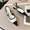 Tive de qualité basse sandales en cuir breveté patchwork slingwack boucle pompes robes chaussures femme de luxe de luxe mules chaussures de bureau chaussures d'usine avec boîte
