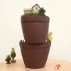 Pot de jardin à deux couches pour les fleurs d'herbe cactus Sedum Succulent Planter Boîte à résine Crafts Fairy Garden Ornements décor 240410