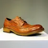 Men Casual schoenen Echt lederen veter handgemaakte Retro Brogue Men Business Shoes P30D50