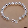 Chain 8mm/10mm Hollow Circle Ball Beads Silver Color Beaded 20cm Bracelet Woman Charm Fashion Jewelry Y240420